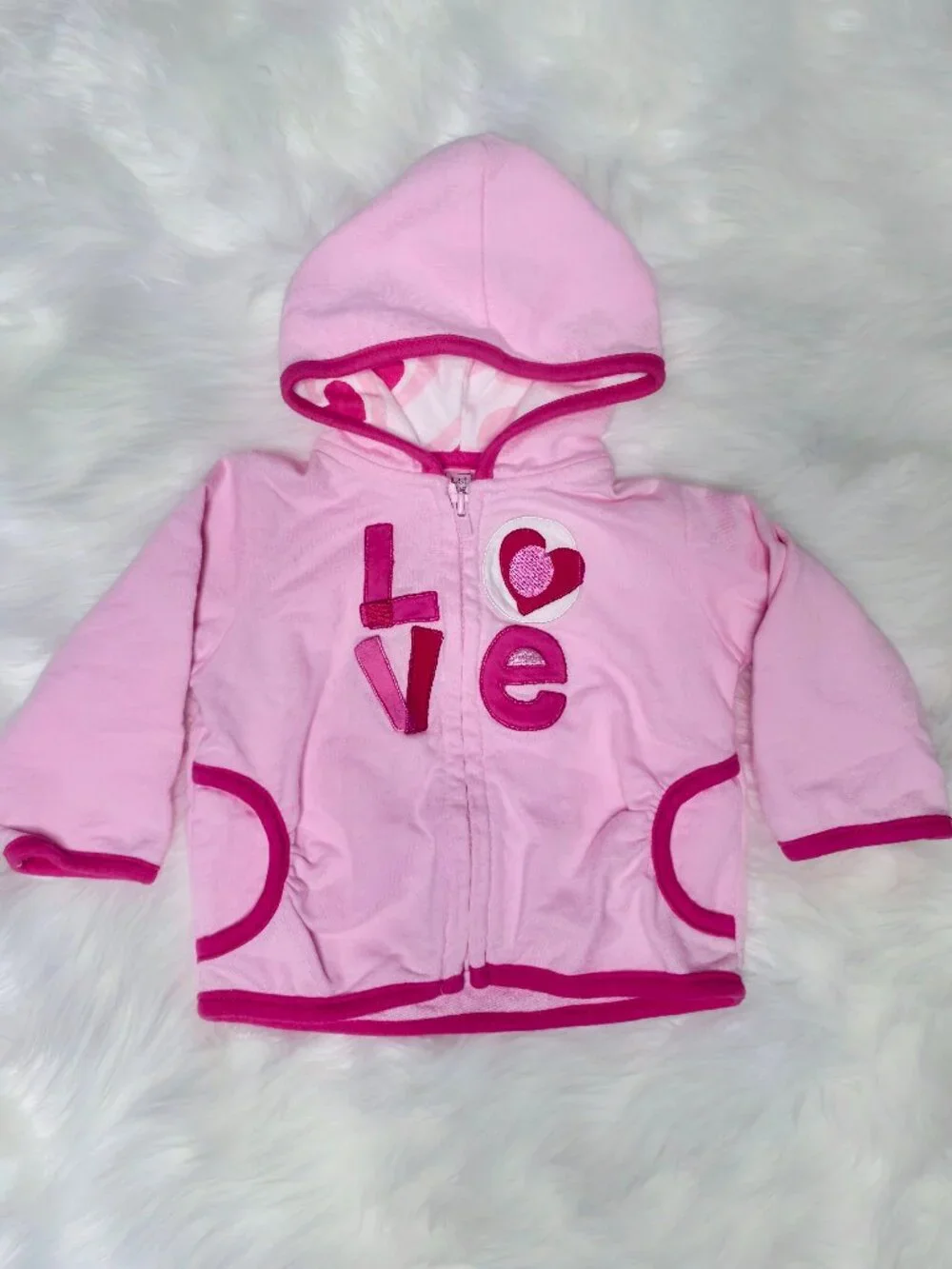 Just One You by Carter’s Baby Girl Pink LOVE Hooded Zip Jacket 6M
